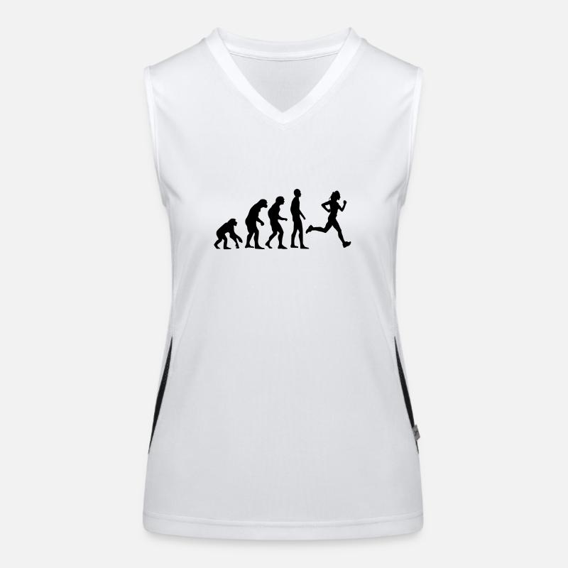 Human Evolution Running Jogging Joggen Geschenk Funktionelles Kontrast-Tank Top für Frauen