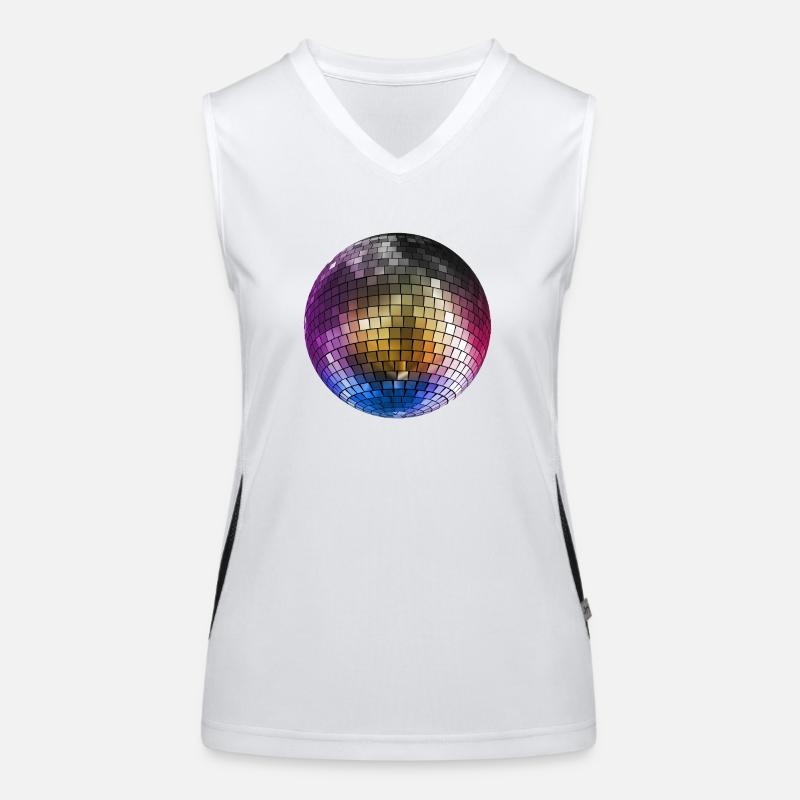 Diskokugel Mirrorball farbig Funktionelles Kontrast-Tank Top für Frauen
