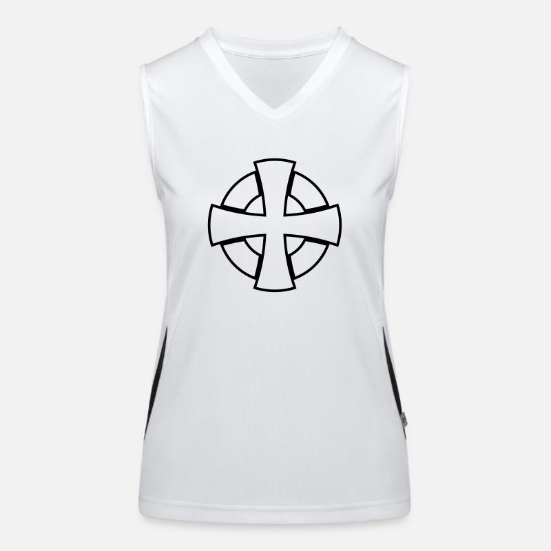 Celtic Cross__V005 Funktionelles Kontrast-Tank Top für Frauen