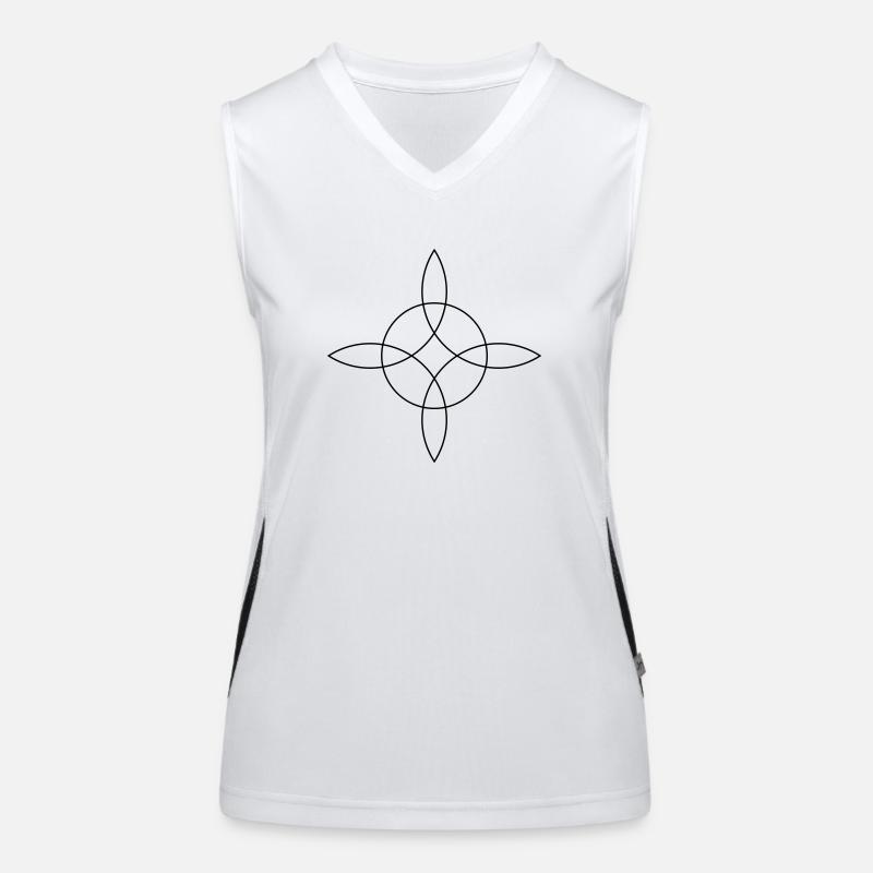 Witch`s Knoten, Bindet die Elemente, Magie Symbol Funktionelles Kontrast-Tank Top für Frauen