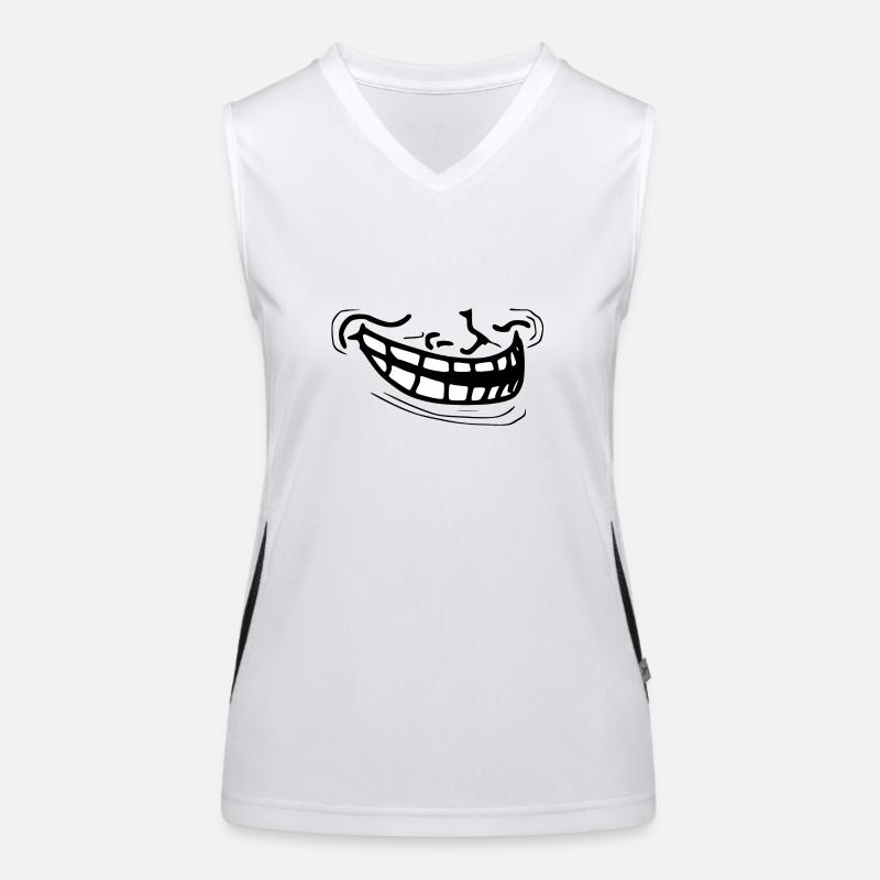 Funny Trollface Meme Mask Grinning - Women's Functional Contrast Tank Top - white/black