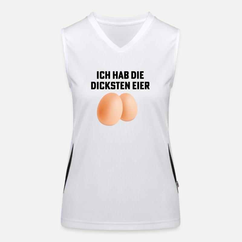 dicke eier spruch Funktionelles Kontrast-Tank Top für Frauen