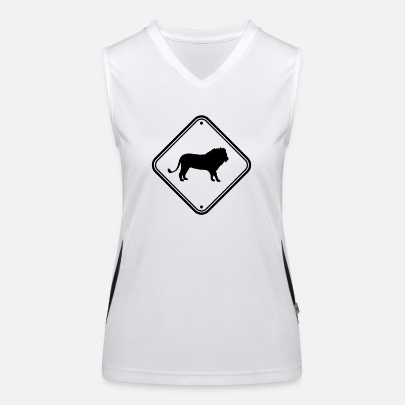 Schild Vorsicht Löwe Funktionelles Kontrast-Tank Top für Frauen