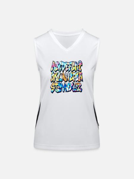 Graffiti alphabet - Women's Functional Contrast Tank Top - white/black - Front