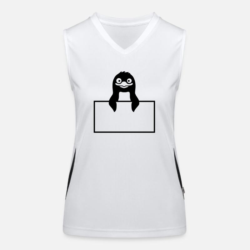 Schild Pinguin Text einfügen Funktionelles Kontrast-Tank Top für Frauen