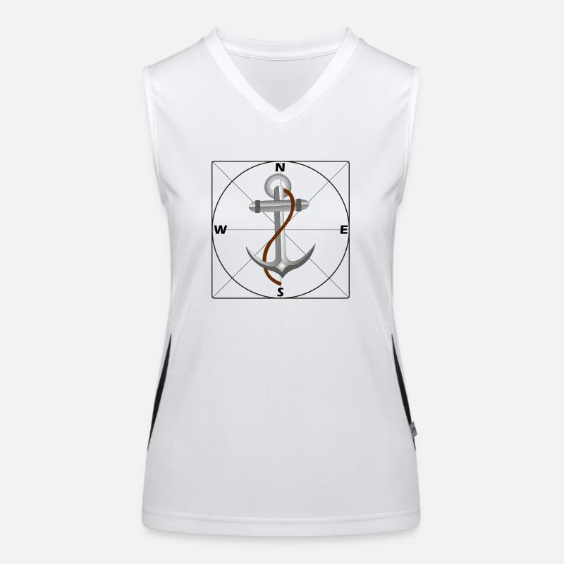 Anchor with Cardinal Points Women's Functional Contrast Tank Top
