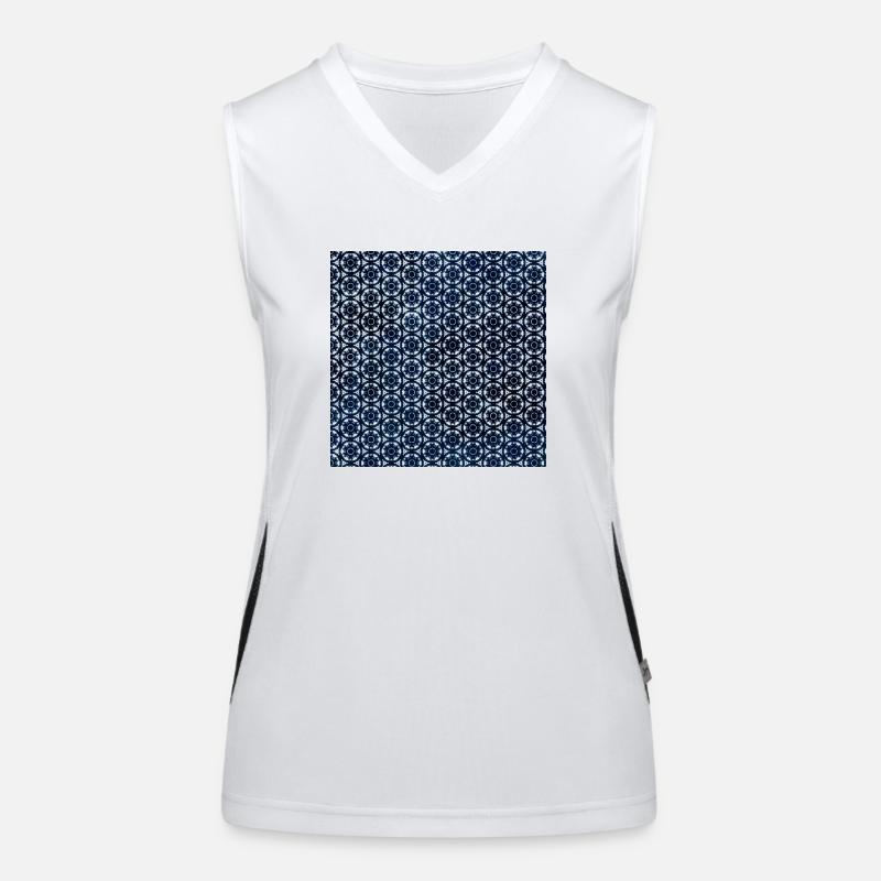 Motif textile Silver Dark Blue Tie Dye Débardeur respirant contrasté Femme