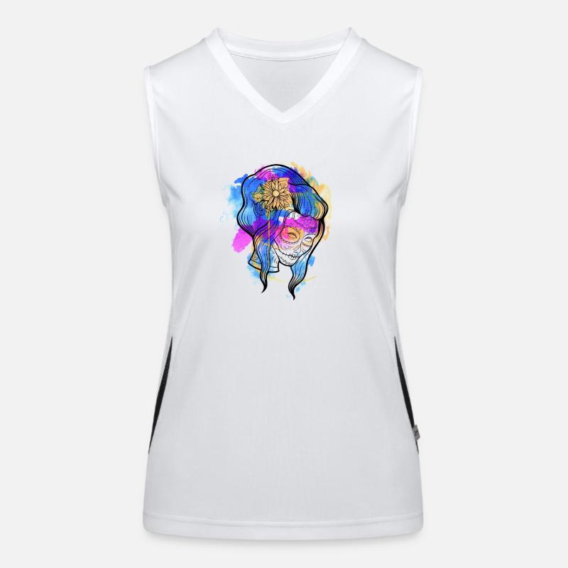 Une belle et drôle aquarelle Calavera Design Débardeur respirant contrasté Femme