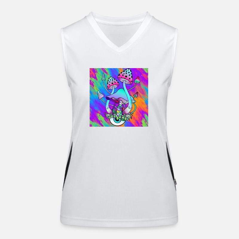 Magic mushrooms colorful Psychedelic mushroom art Women's Functional Contrast Tank Top
