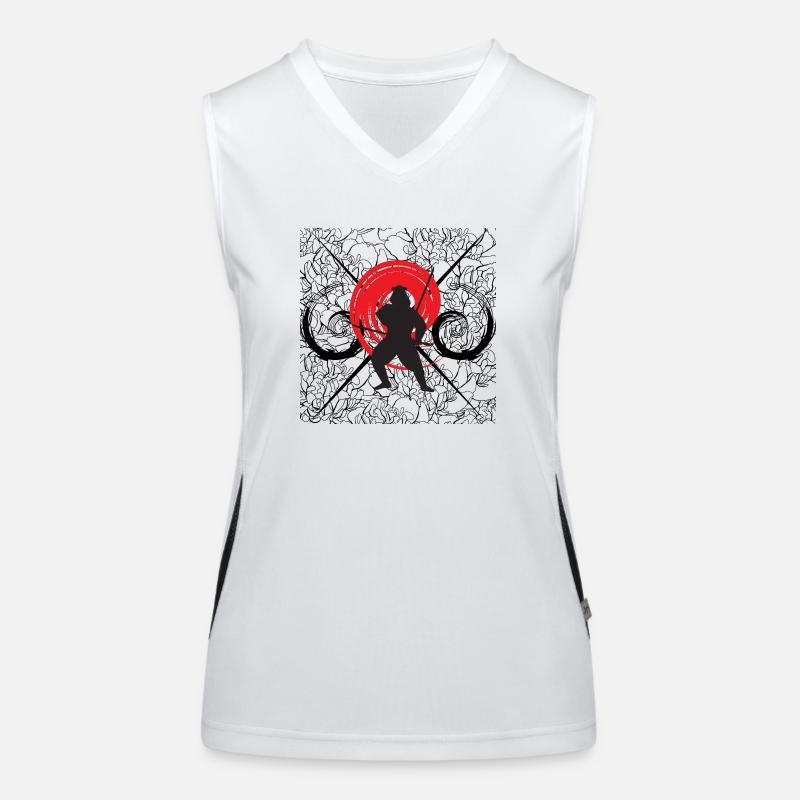 Warrior as samurai with flowers Women's Functional Contrast Tank Top