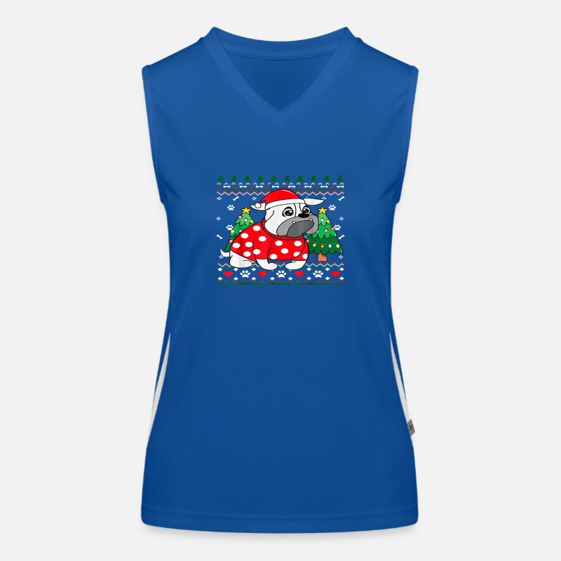 Bulldog Noël Ugly Pull Débardeur respirant contrasté Femme
