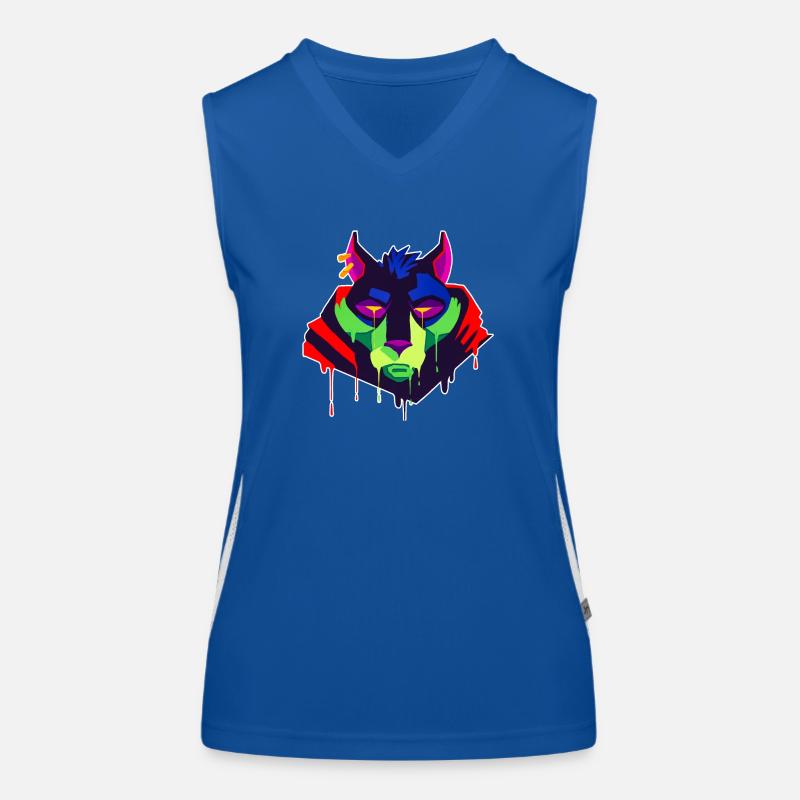 A Beautiful and Fun Tabaxi Wolf Design Women's Functional Contrast Tank Top