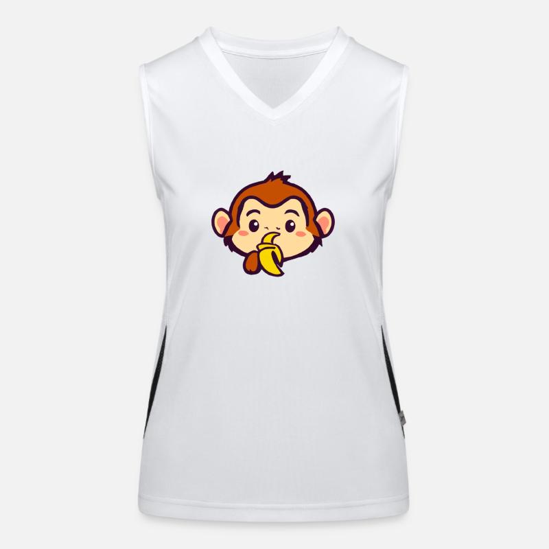 Kawaii Affe isst eine Banane Funktionelles Kontrast-Tank Top für Frauen