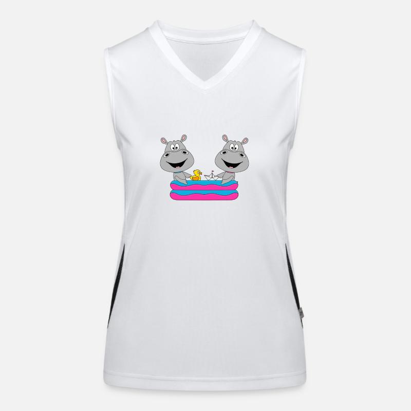 PLANSCHBECKEN - POOL - SOMMER - NILPFERDE - HIPPOS Funktionelles Kontrast-Tank Top für Frauen