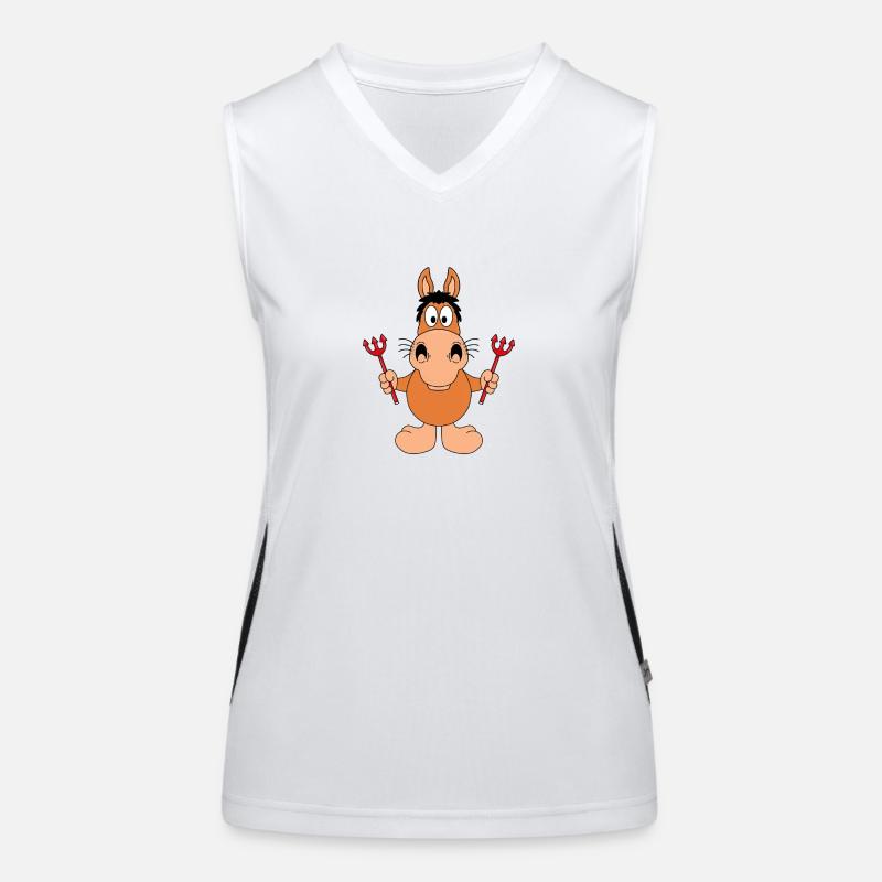 PFERD - PONY - TEUFEL - TEUFELCHEN - TIER - FUN Funktionelles Kontrast-Tank Top für Frauen