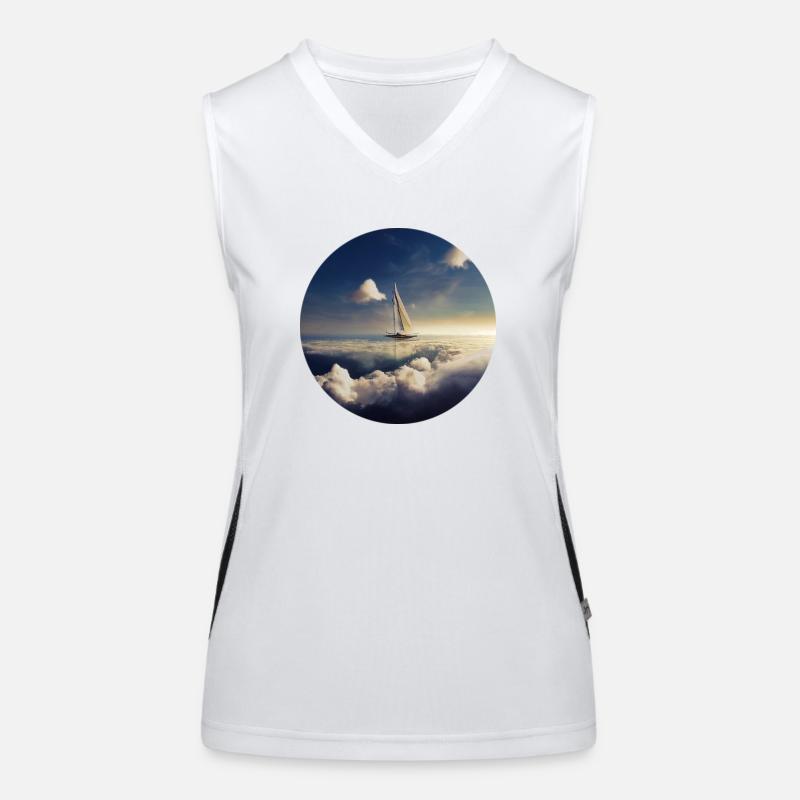 Ship with clouds Women's Functional Contrast Tank Top