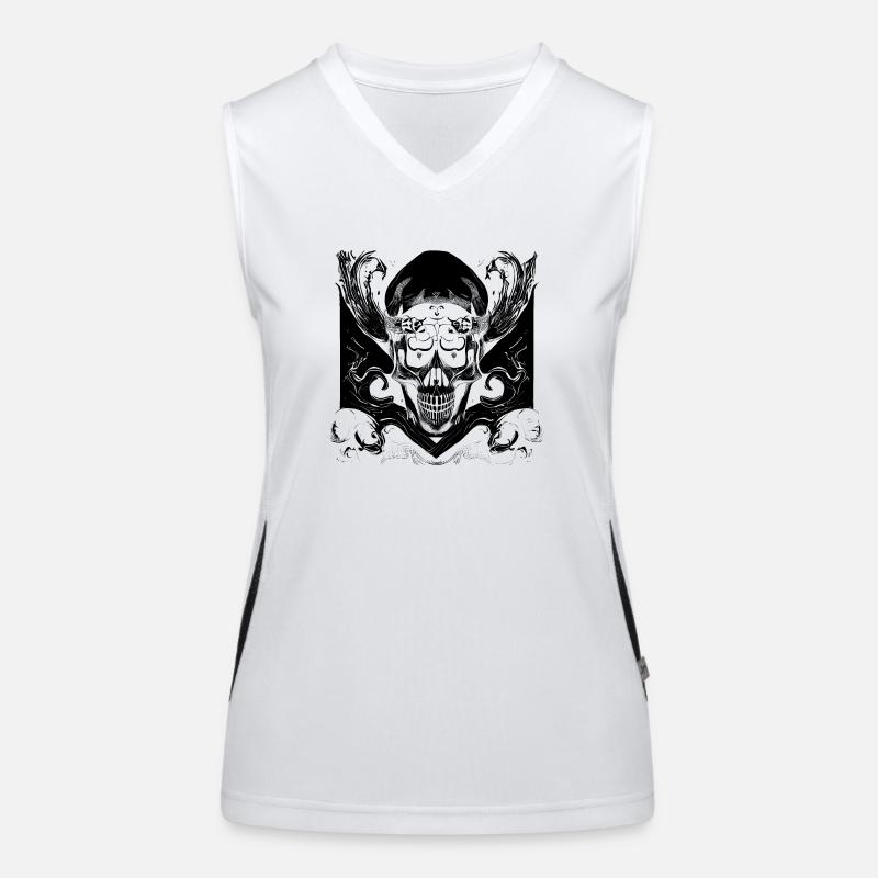 Halloween- oder Horror- Totenschädel mit Ornamente Funktionelles Kontrast-Tank Top für Frauen