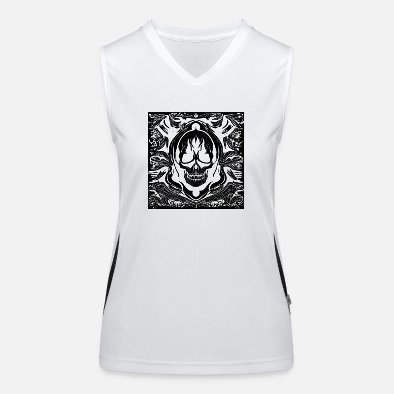 Halloween- oder Horror- Totenschädel mit Ornamente Funktionelles Kontrast-Tank Top für Frauen