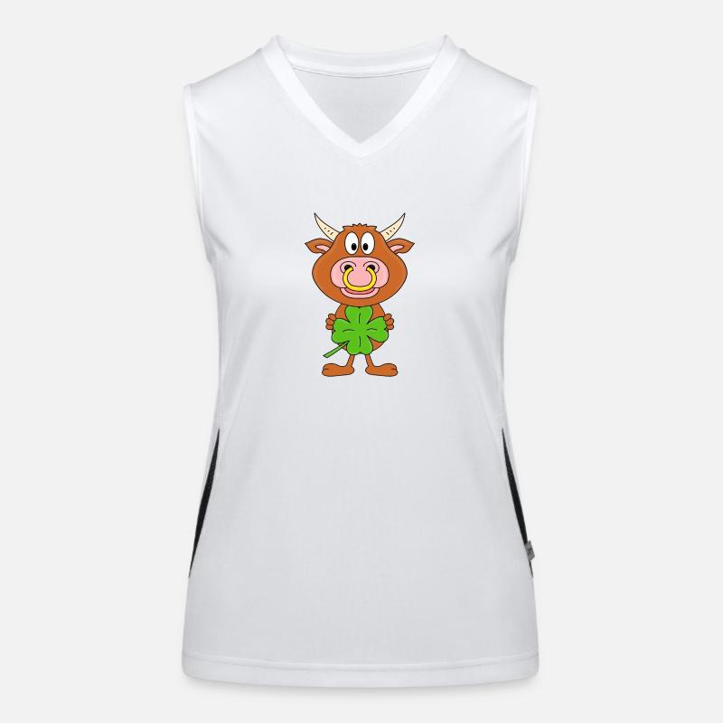 KLEEBLATT - GLÜCKSBRINGER - GLÜCK - STIER - BULLE Funktionelles Kontrast-Tank Top für Frauen