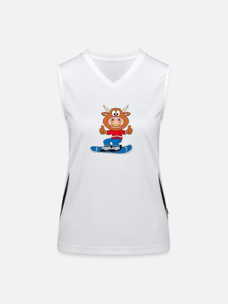 STIER - BULLE - RIND - SNOWBOARD - WINTERSPORT - Funktionelles Kontrast-Tank Top für Frauen - Weiß/Schwarz - Vorne