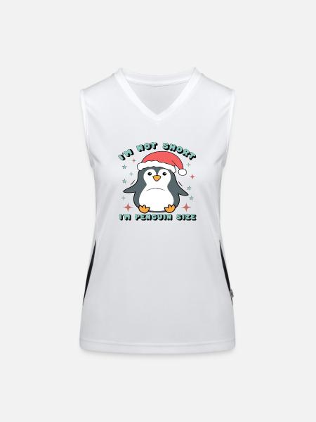 I´m not Short I´m Penguin Size - Funktionelles Kontrast-Tank Top für Frauen - Weiß/Schwarz - Vorne