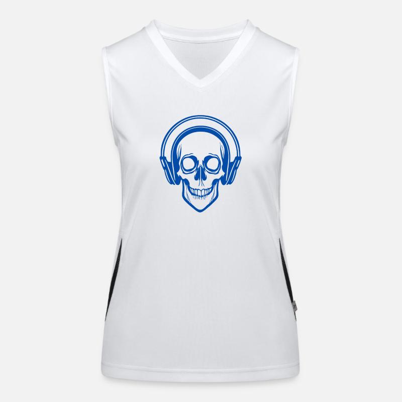 Skull hört Musik mit Kopfhörern Funktionelles Kontrast-Tank Top für Frauen