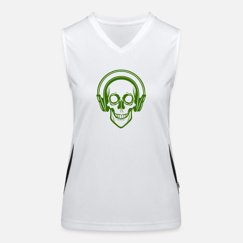 Skull hört Musik mit Kopfhörern Funktionelles Kontrast-Tank Top für Frauen