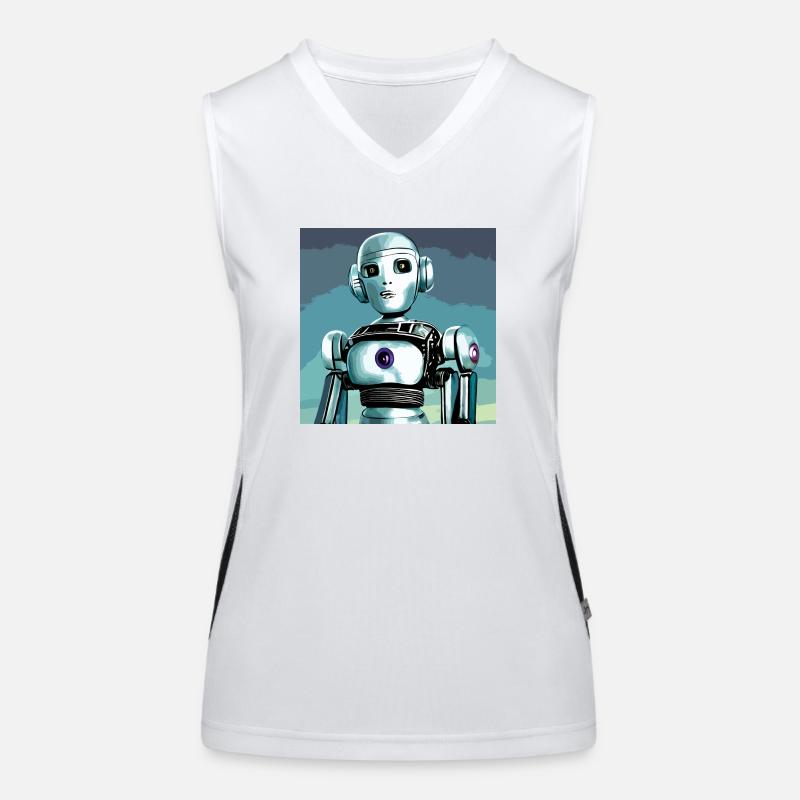 Roboter, Android, Cyborg, Science Fiction Funktionelles Kontrast-Tank Top für Frauen