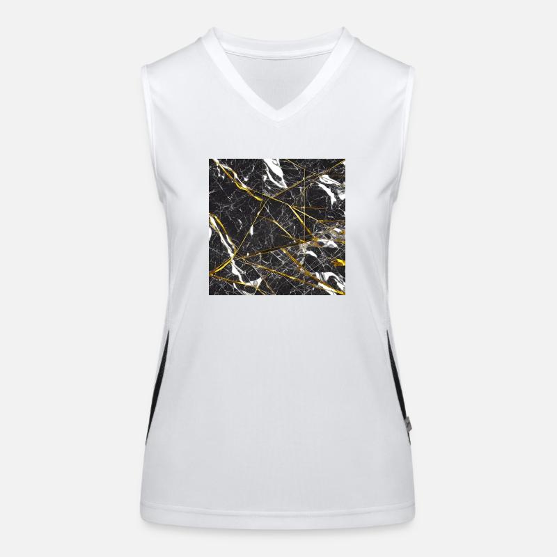 Marmor Schwarz Gold Marmorimitat Funktionelles Kontrast-Tank Top für Frauen