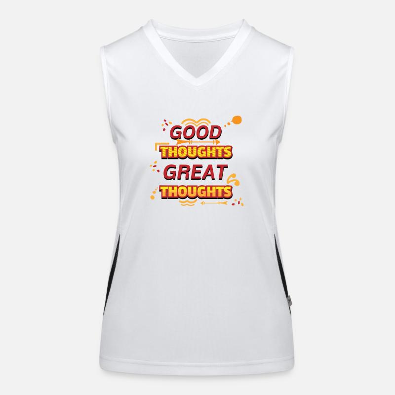 Good thoughts great thoughts Yellow text art Women's Functional Contrast Tank Top