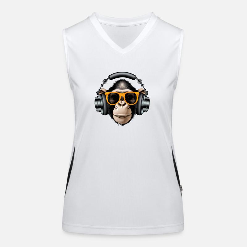 Hingucker Affe mit Kopfhörern und Sonnenbrille Funktionelles Kontrast-Tank Top für Frauen