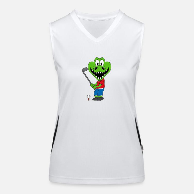 KROKODIL - GOLF - GOLFER - SPORT - TIER Funktionelles Kontrast-Tank Top für Frauen