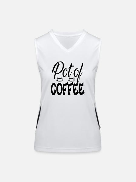 Pot de café - Débardeur respirant contrasté Femme - blanc/noir - Devant