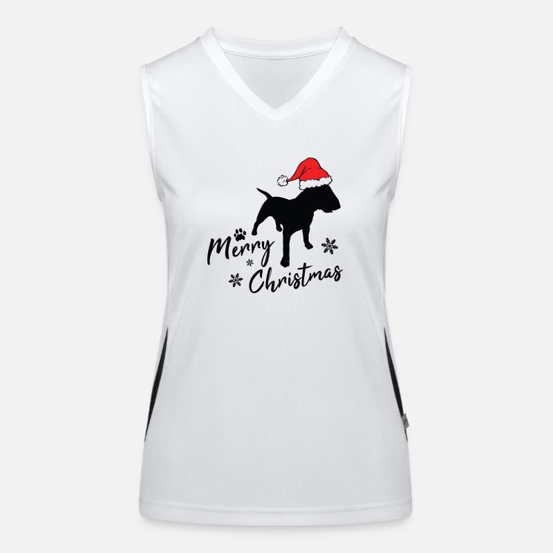 merry christmas bullterrier Funktionelles Kontrast-Tank Top für Frauen