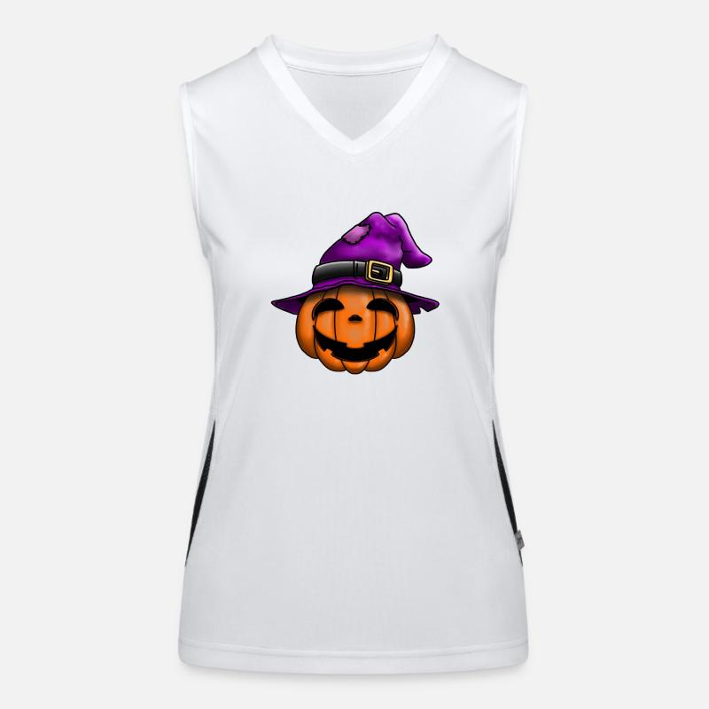 Pumpkin witch hat Women's Functional Contrast Tank Top