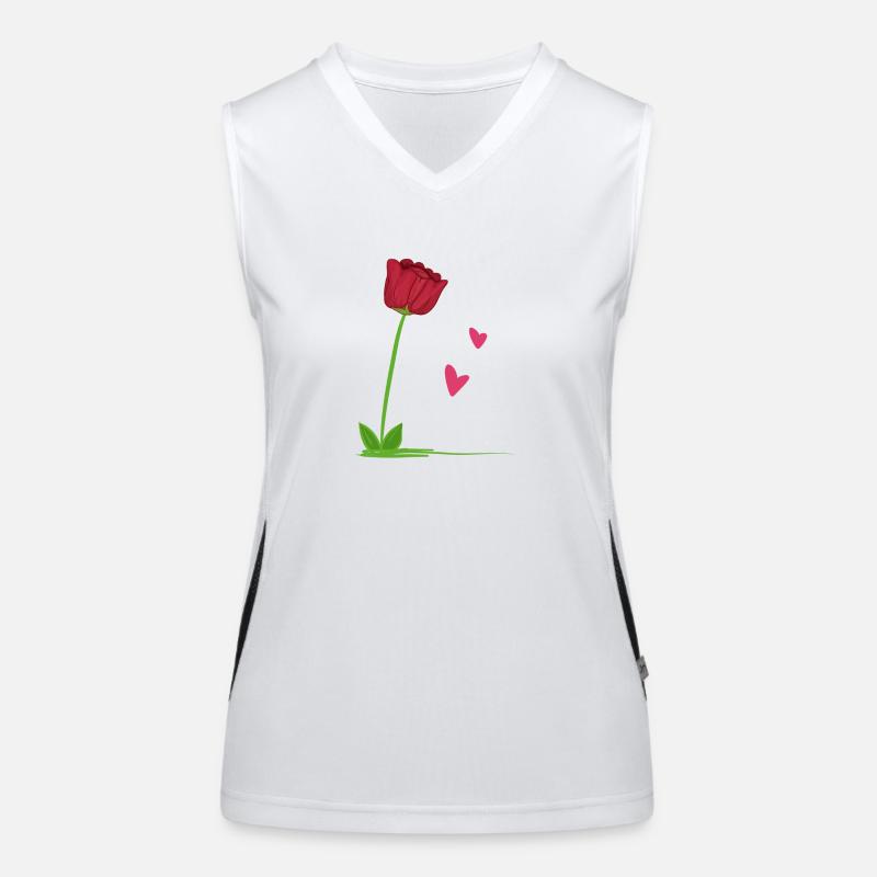 rote rose pflanze blume herzen Funktionelles Kontrast-Tank Top für Frauen