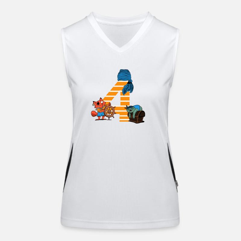 Pirate 4 Years Birthday Shirt Gift Idea Women's Functional Contrast Tank Top