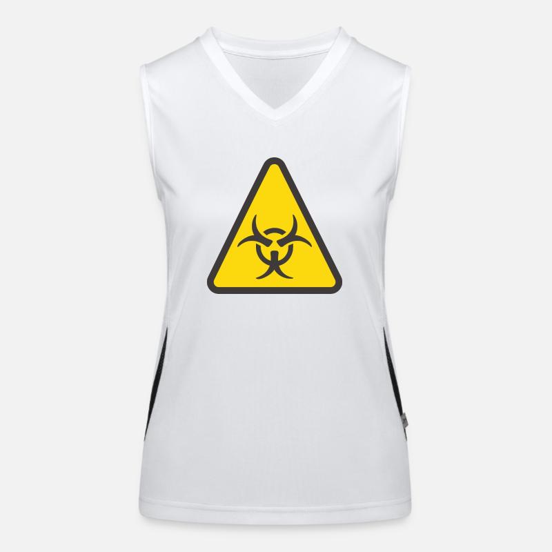 Warning label biohazard yellow Women's Functional Contrast Tank Top
