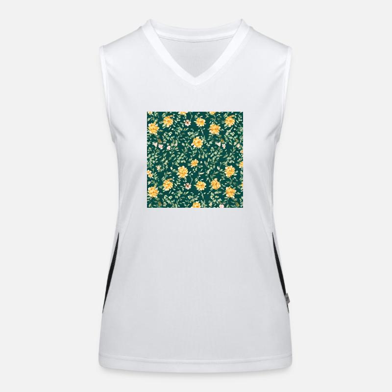 Yellow floral pattern Women's Functional Contrast Tank Top