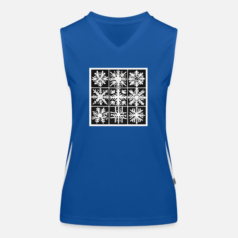 Snow flakes black and white pattern Women's Functional Contrast Tank Top