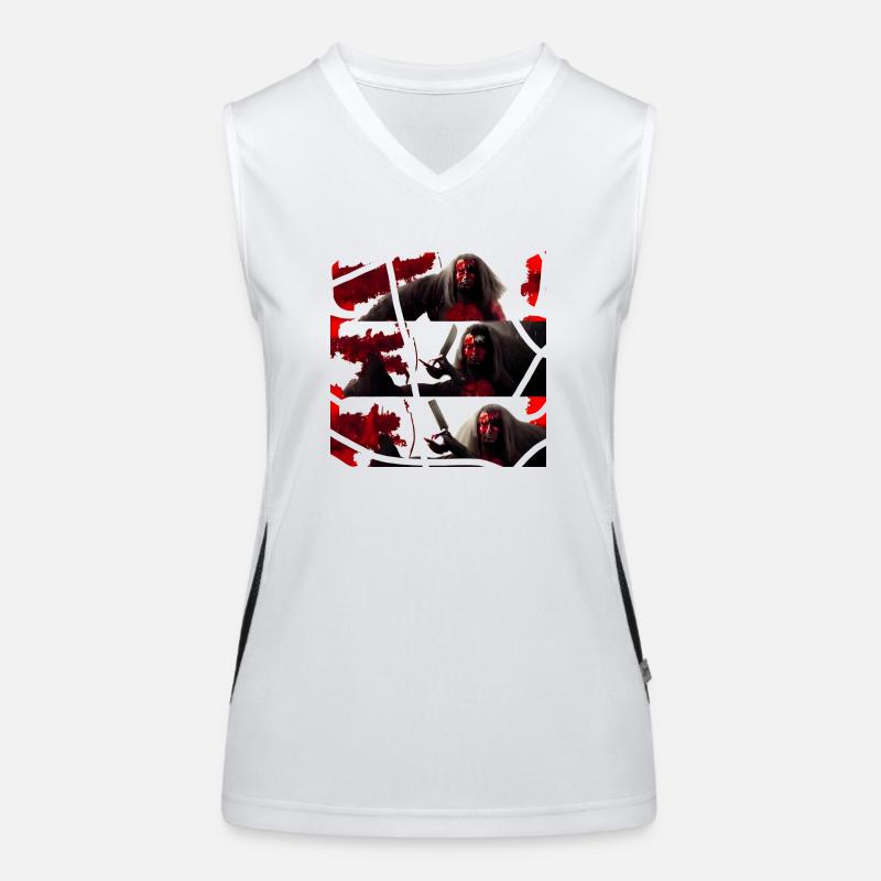 Blutiger Samurai Funktionelles Kontrast-Tank Top für Frauen