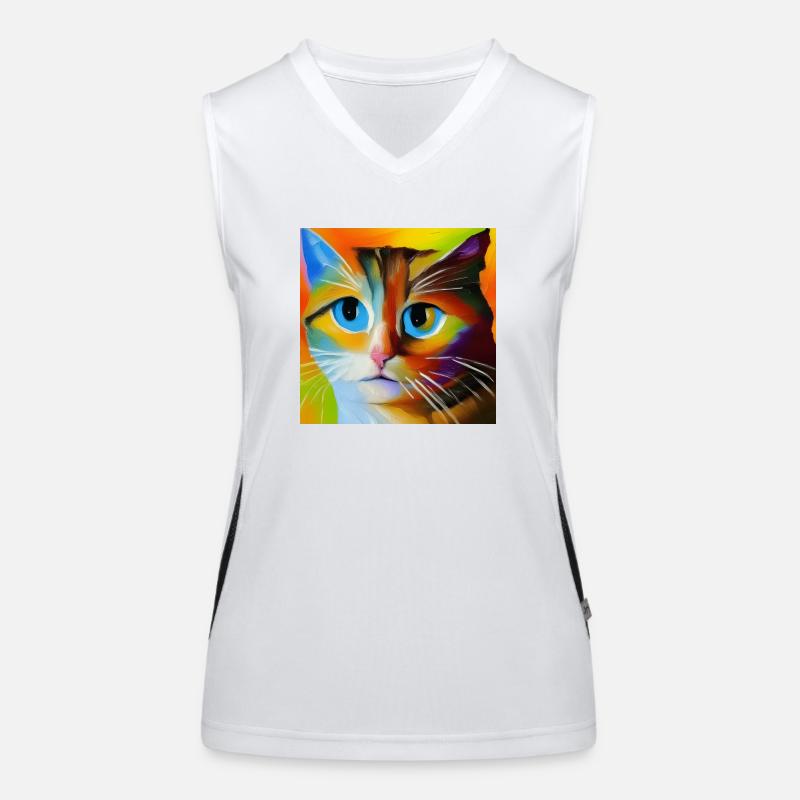 Abstraktes Katzenporträt Funktionelles Kontrast-Tank Top für Frauen