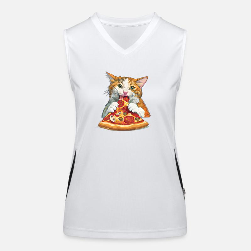 Fluffy Cat Pizza Restauration rapide Débardeur respirant contrasté Femme