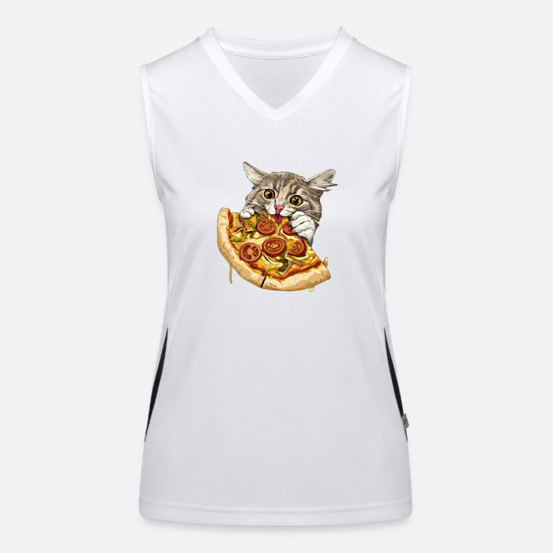 Fluffy Cat Pizza Restauration rapide Débardeur respirant contrasté Femme