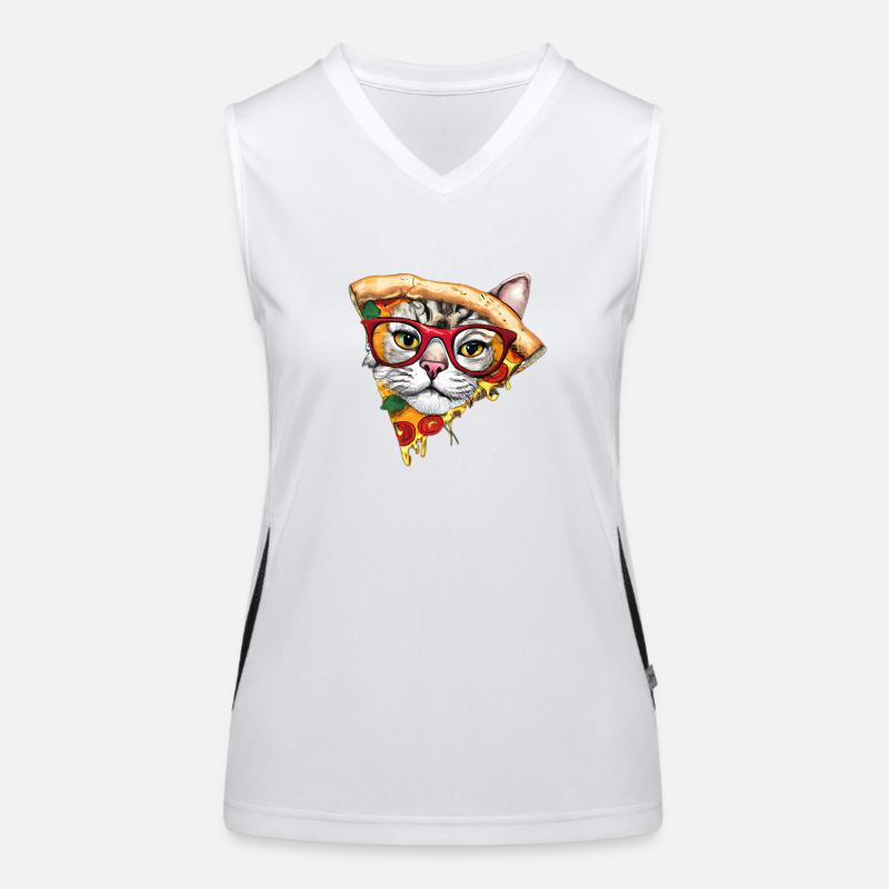 Fluffy Pizza Cat Women's Functional Contrast Tank Top