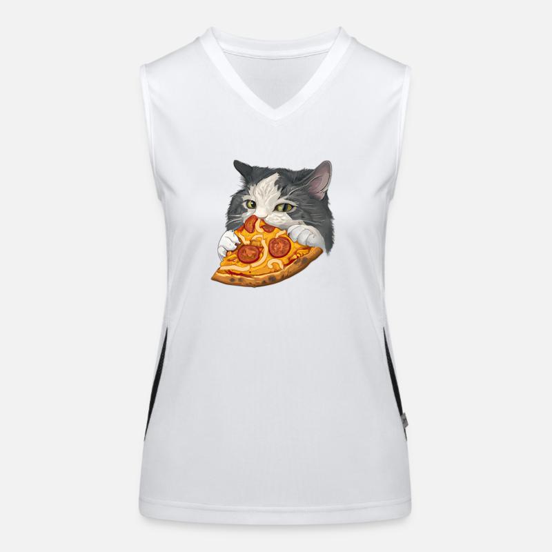 Fluffy Cat Pizza Restauration rapide Débardeur respirant contrasté Femme
