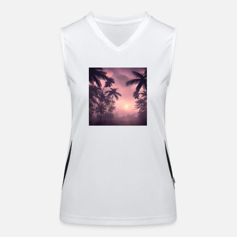 Evening among palm trees Women's Functional Contrast Tank Top