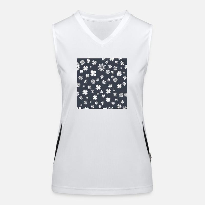 Snowflake pattern on the navy background Women's Functional Contrast Tank Top