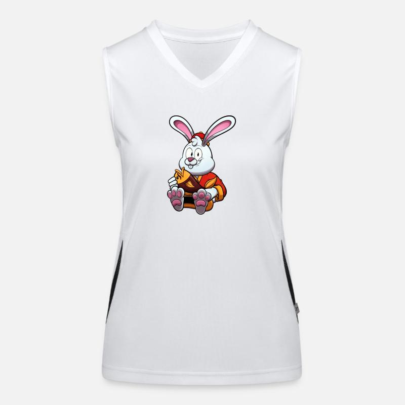 Cute Rabbit Holding Golden Fish Women's Functional Contrast Tank Top