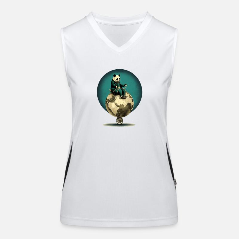 Panda controls the globe Women's Functional Contrast Tank Top